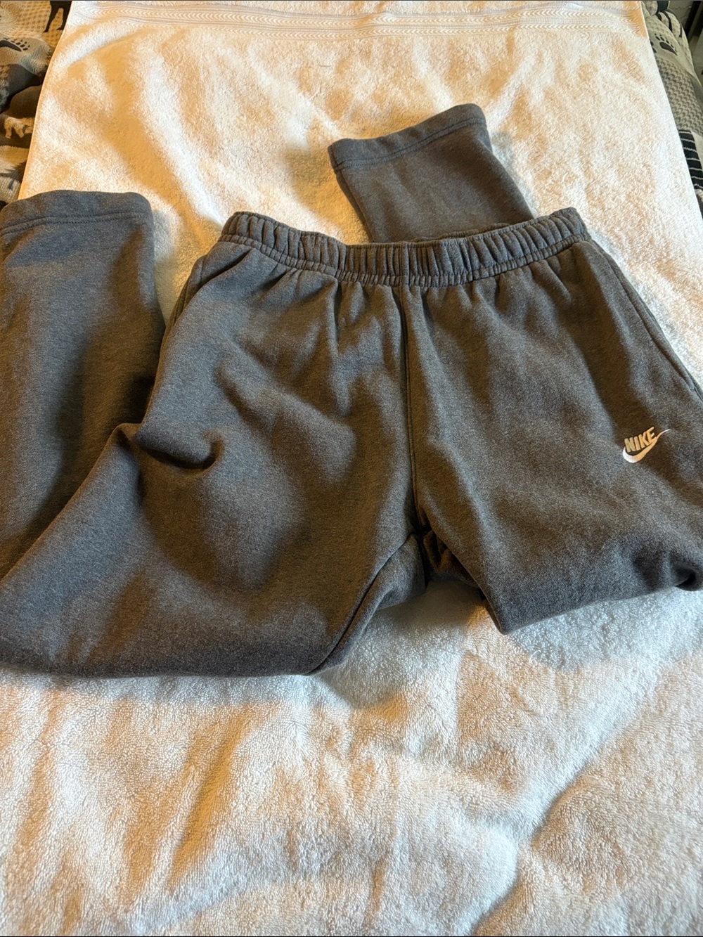Nike  Charcoal Gray Fleece sweats  with White Swoosh